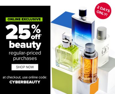 Online Exclusive - 25% off beauty regular-priced purchases. Shop Now.